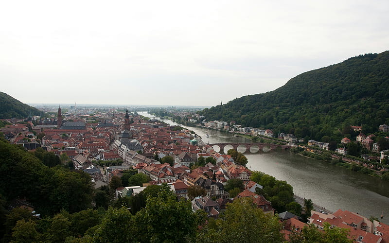 Heidelberg, City panorama, mountains, Germany, HD wallpaper