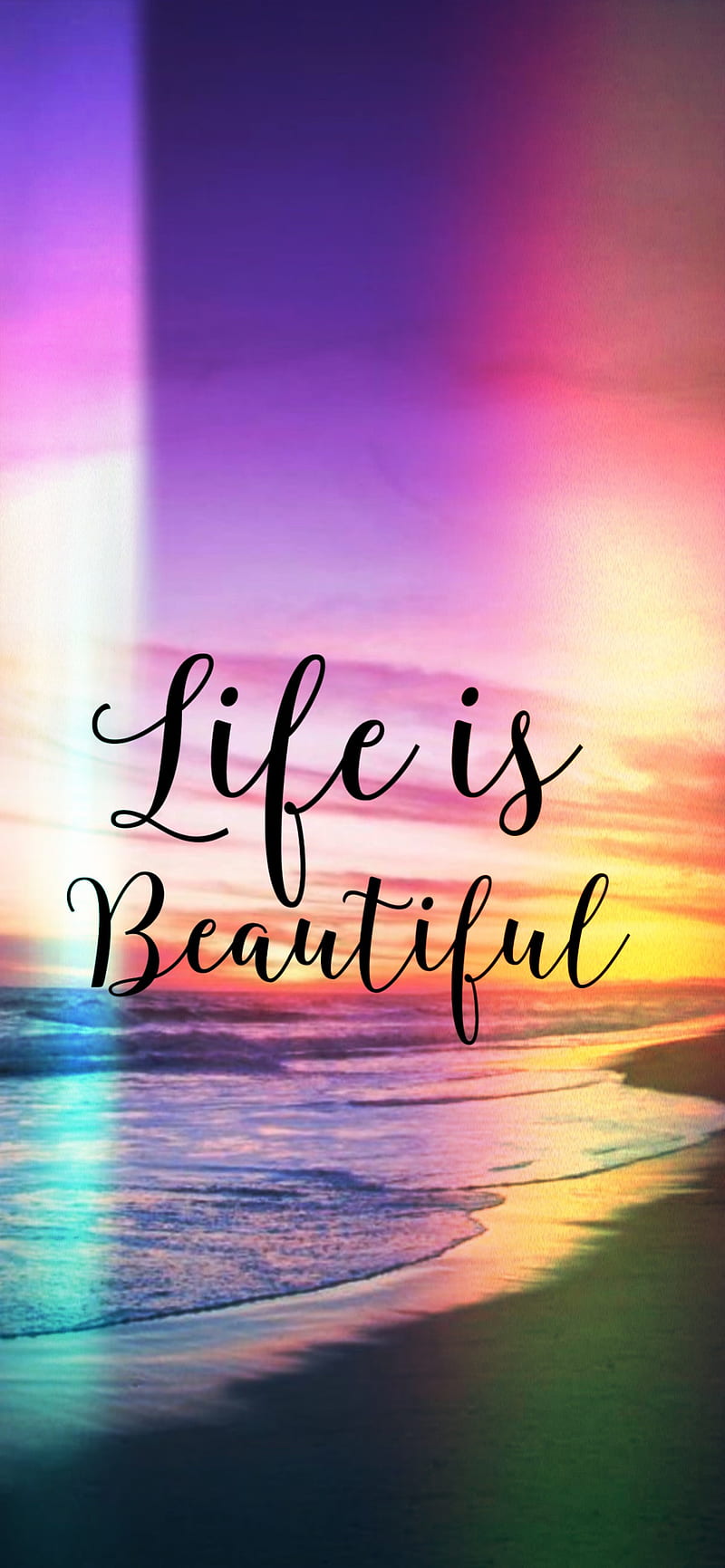 Life is Beautiful, beach, colorful, ocean, quote, quotes, sea, summer, HD phone wallpaper