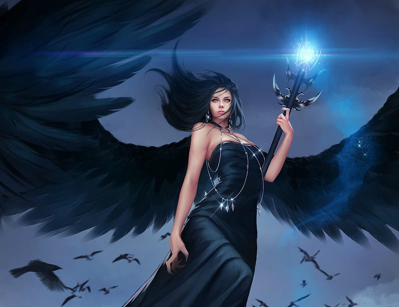 Beautiful Dark Angel, fantasy, wings, angel, dark, HD wallpaper | Peakpx