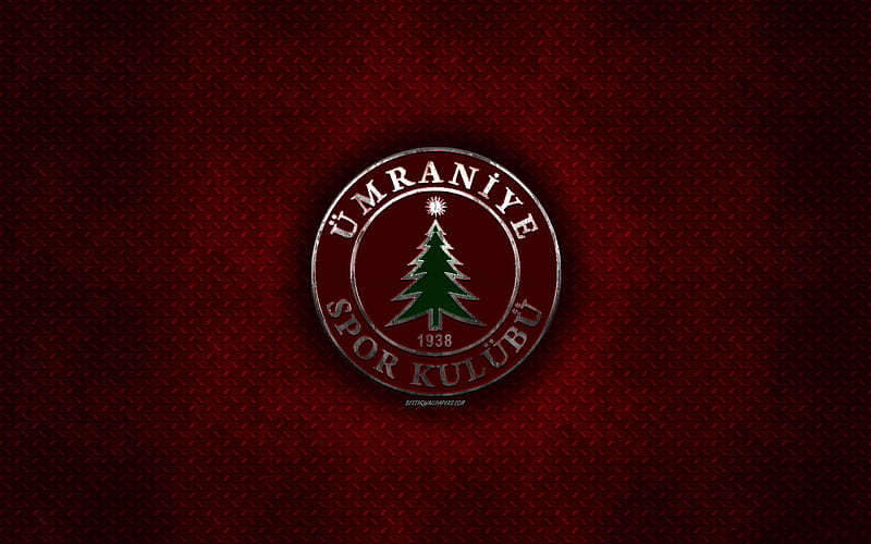 Umraniyespor, Turkish football club, red metal texture, metal logo, emblem, Istanbul, Turkey, TFF First League, 1 Lig, creative art, football, HD wallpaper