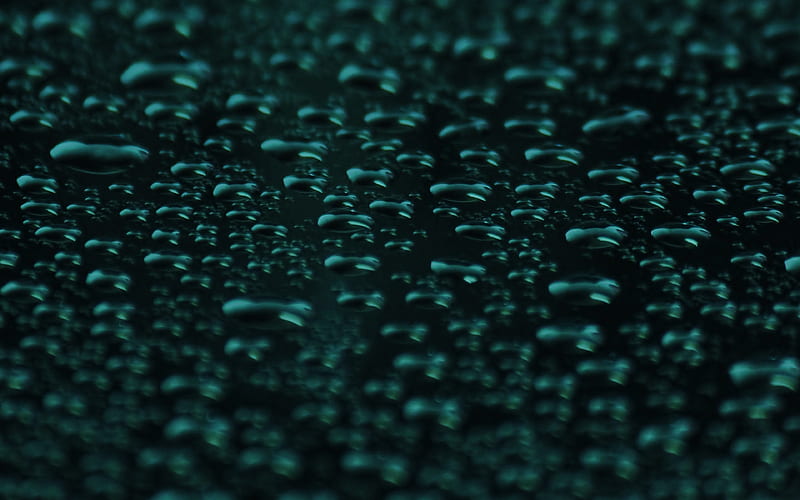 rain, drop, green, dark, pattern, background, HD wallpaper