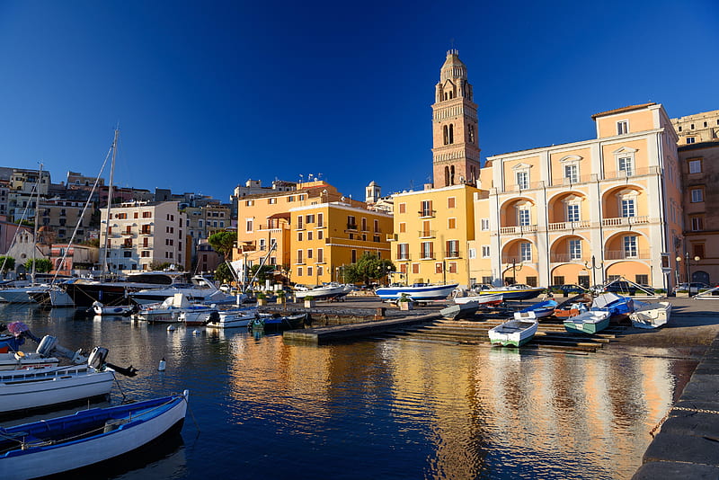 Towns, Town, Bell Tower, Gaeta, Harbor, House, Italy, HD wallpaper