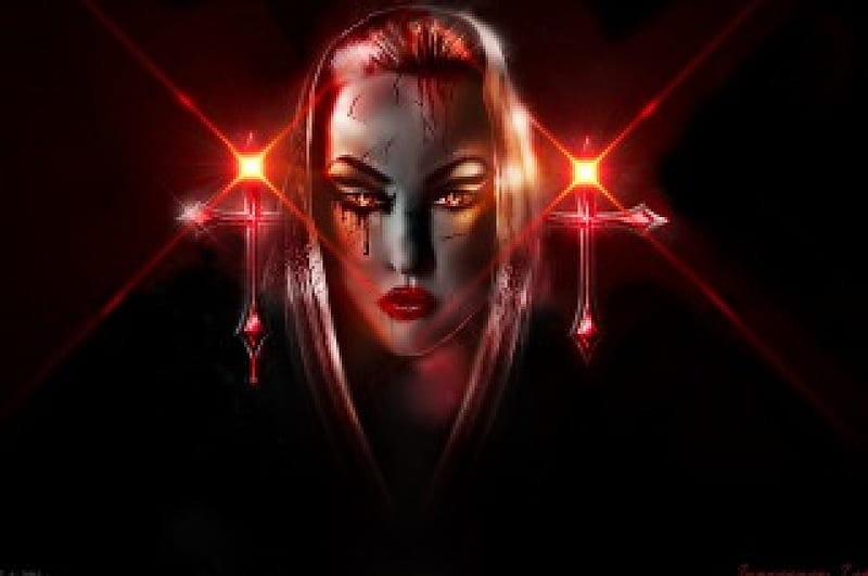 crucify my love, fear, amazing , face, satan, belief, gamer , graphic design, pout, lips, decayed, cross, dark witch, devil, dark princess, metal cross, witch, glow, art of 2014, gohic , evil, queen, shine, sinner, illuminati, kiss, hair, darkness, good, beam, sin, cry, model, goth girl, redeyes, white witch, crucify, arkness, princess, god, faith, HD wallpaper