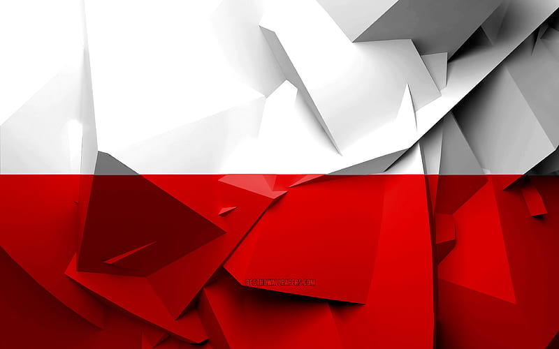 Flag of Poland, geometric art, European countries, Polish flag, creative, Poland, Europe, Poland 3D flag, national symbols, HD wallpaper