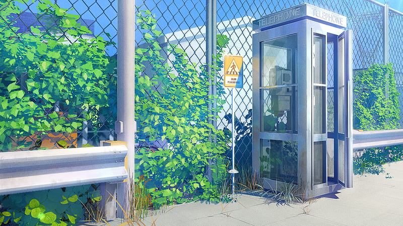 Anime, Telephone Booth, HD wallpaper