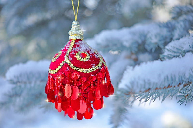 Holiday, Christmas, Ball, Decoration, Snow, HD wallpaper
