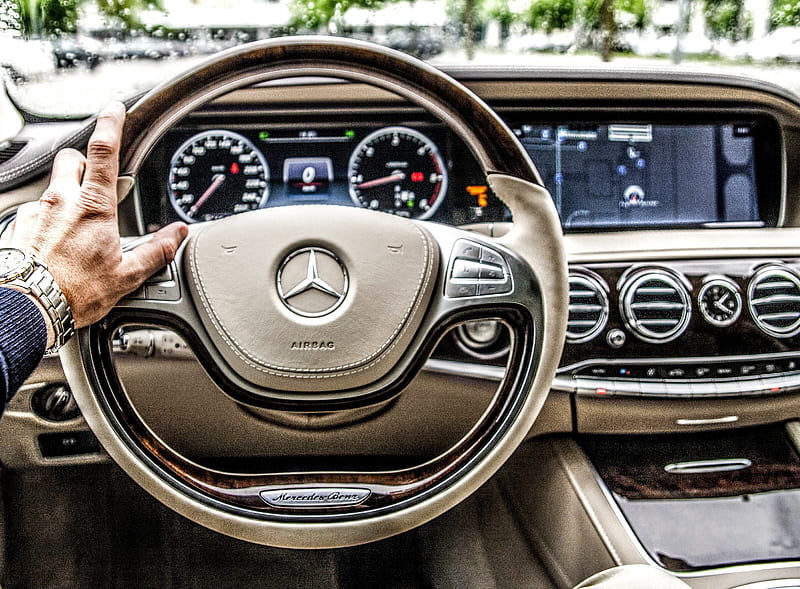 Mercedes S Interior, 2018, 2019 benz , rolex, s class, HD wallpaper