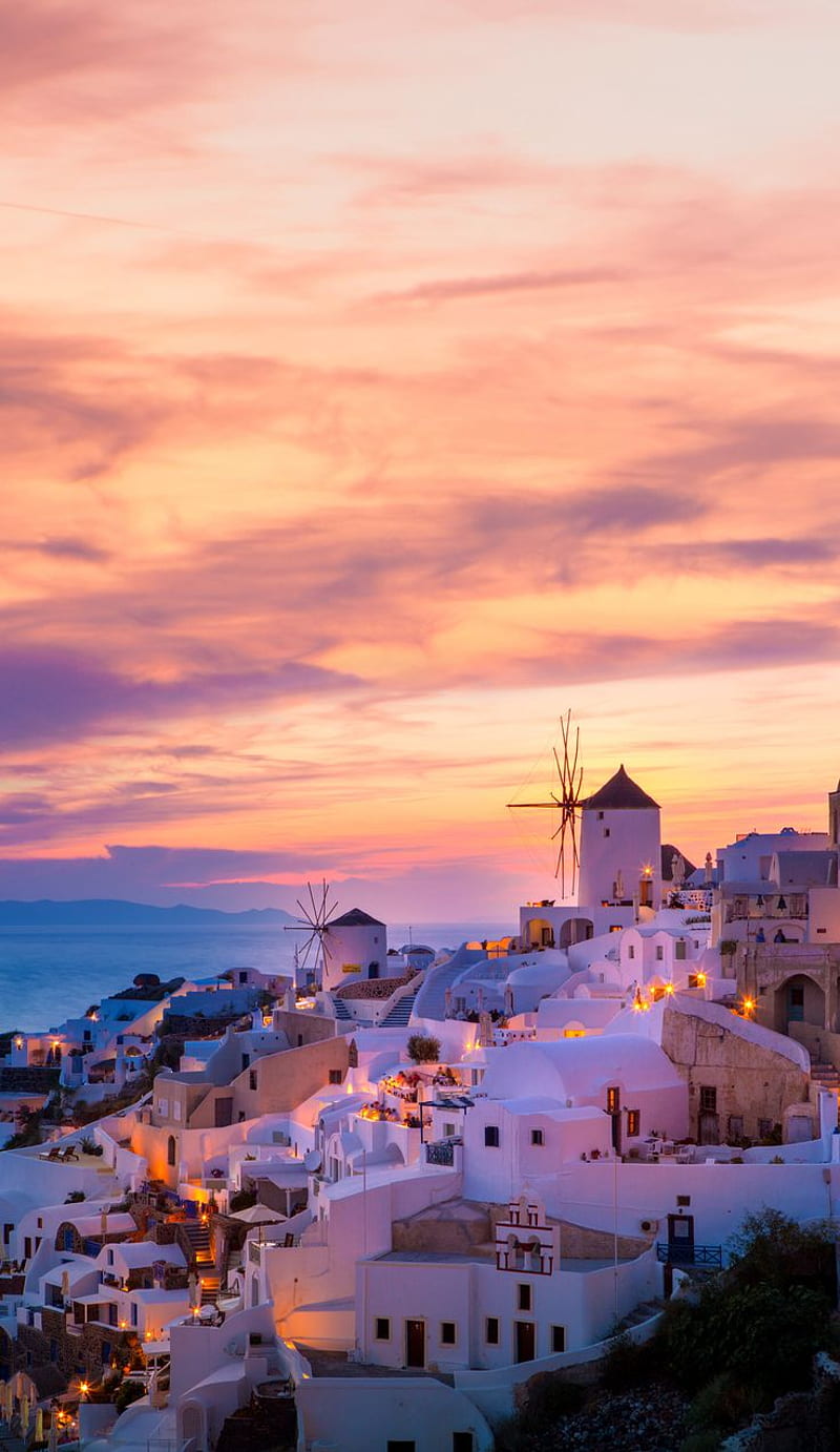 look at the beautiful sky, Santorini Island Sunset, HD phone wallpaper