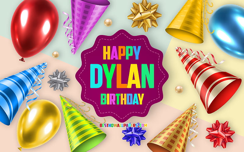 Happy Birtay Dylan, Birtay Balloon Background, Dylan, creative art, Happy Dylan birtay, silk bows, Dylan Birtay, Birtay Party Background, HD wallpaper