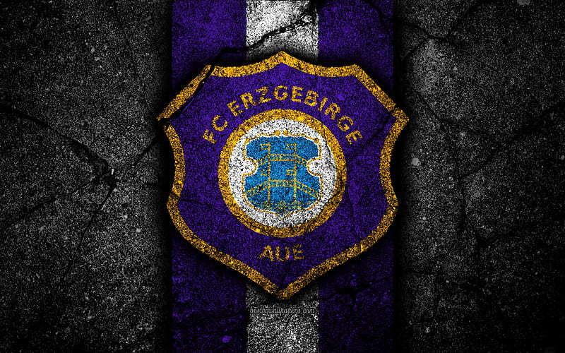 Erzgebirge Aue FC grunge, logo, Bundesliga 2, creative, German football team, black stone, Erzgebirge Aue, emblem, asphalt texture, Germany, FC Erzgebirge Aue, HD wallpaper
