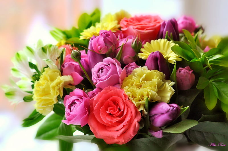 Pretty bouquet, pretty, colorful, fresh, scent, bonito, fidt, valentine, roses, fragrance, bouquet, flowers, HD wallpaper