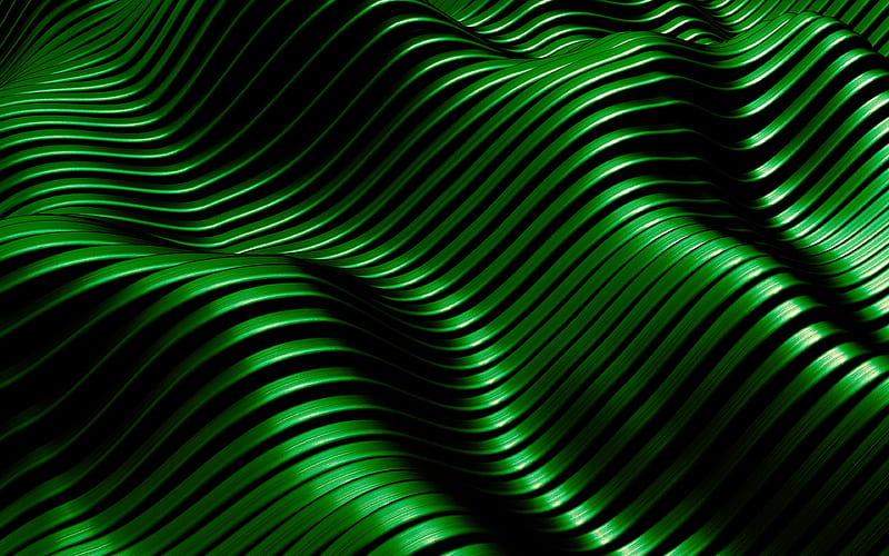 Green metal wave background 3d wave background, 3d metal texture, Green metal backgrounds, HD wallpaper