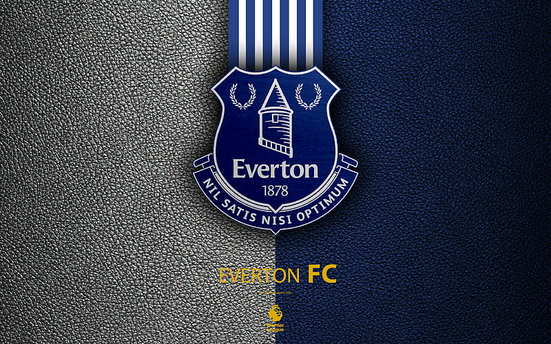 Everton FC English football club, leather texture, Premier League, Everton logo, emblem, Liverpool, England, United Kingdom, football, HD wallpaper