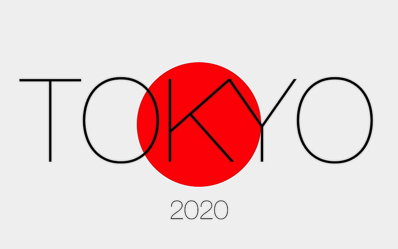 Tokyo 2020, logo, Japanese flag, 2020 Summer Olympics, HD wallpaper