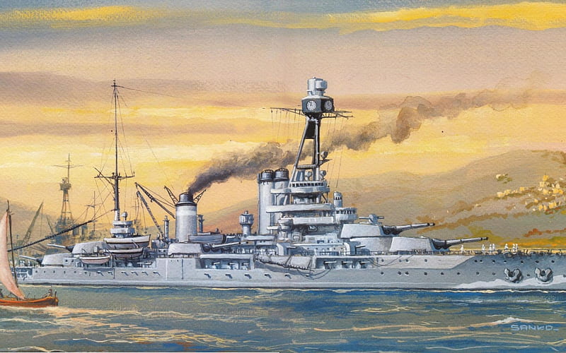 French battleship painting, painting, battleship, french, ocean, HD ...