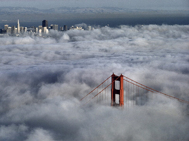 Foggy Golden Gate F2, golden gate, sugar, fog, san francisco, james a sugar, graphy, bridge, scenery, HD wallpaper