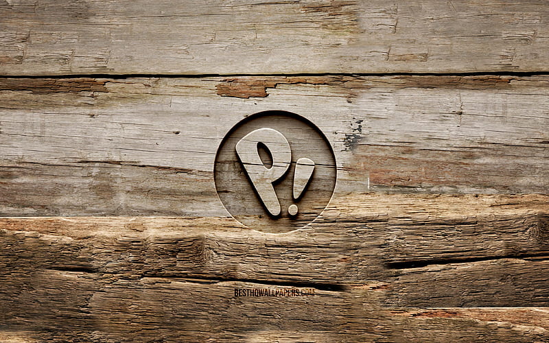 Pop OS wooden logo Linux, wooden backgrounds, OS, Pop OS logo, creative, wood carving, Pop OS, HD wallpaper