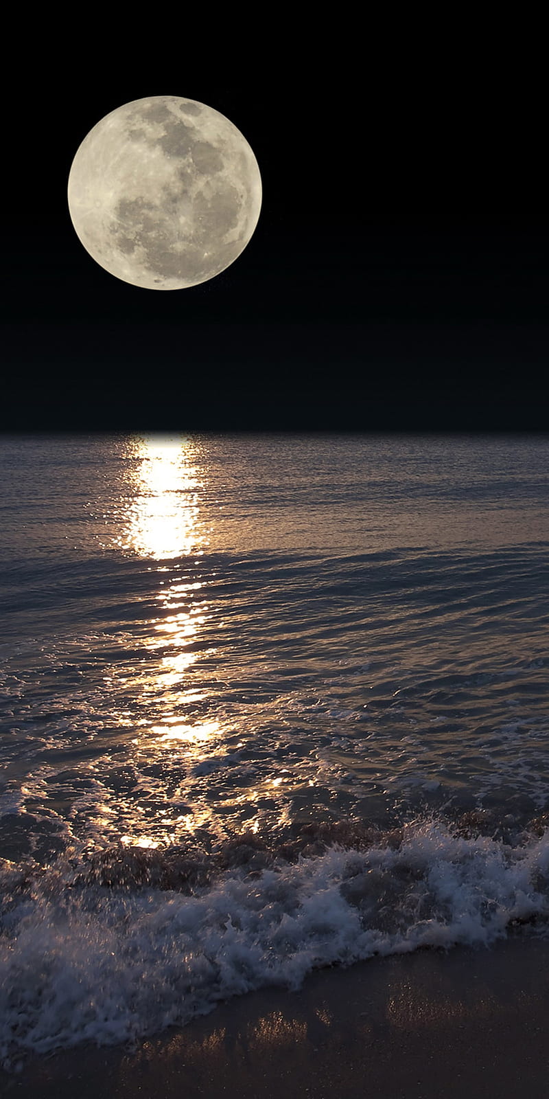 Moon, dark, night, sea, water, HD phone wallpaper