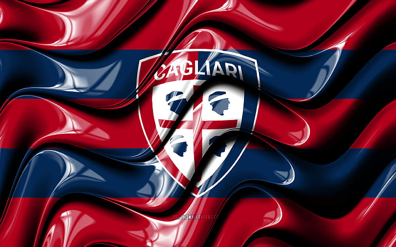 Cagliari FC flag, , purple and blue 3D waves, Serie A, italian football club, football, Cagliari logo, Cagliari Calcio, soccer, Cagliari FC, HD wallpaper