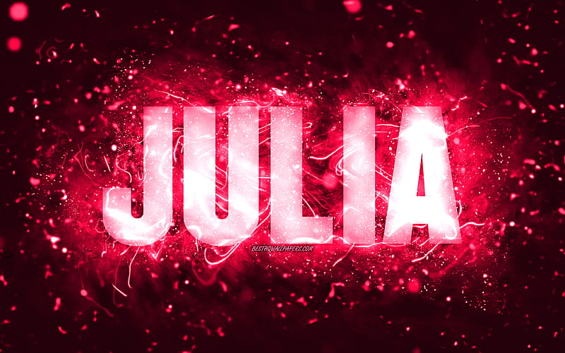 Happy Birtay Julia Pink Neon Lights Julia Name Creative Julia Happy Birtay Hd Wallpaper Peakpx
