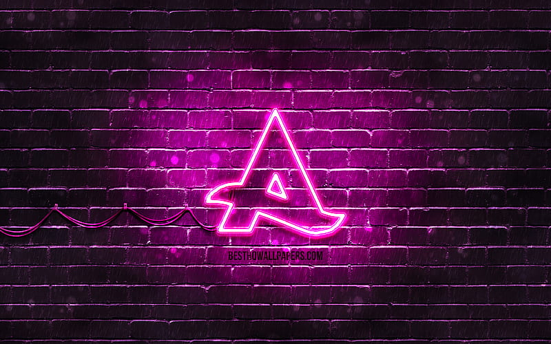 Afrojack purple logo superstars, dutch DJs, purple brickwall, Afrojack logo, Nick van de Wall, Afrojack, music stars, Afrojack neon logo, HD wallpaper