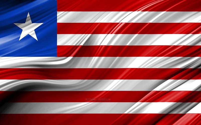 Liberian flag, African countries, 3D waves, Flag of Liberia, national symbols, Liberia 3D flag, art, Africa, Liberia, HD wallpaper