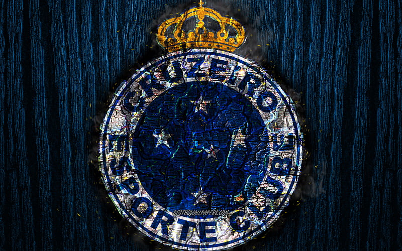 Cruzeiro FC, scorched logo, Brazilian Seria A, blue wooden background, brazilian football club, Cruzeiro EC, grunge, football, soccer, Cruzeiro logo, fire texture, Brazil, HD wallpaper