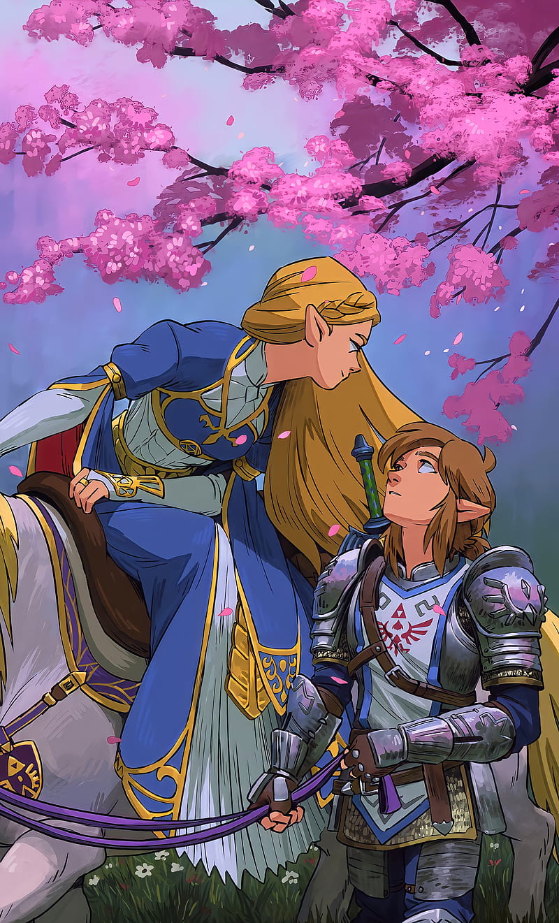 Download Princess Zelda And Link Hugging Botw Wallpaper