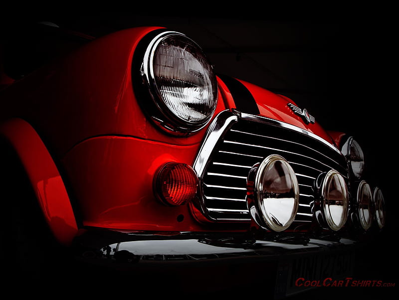 Mini Cooper Lights, car, mini cooper, red, HD wallpaper