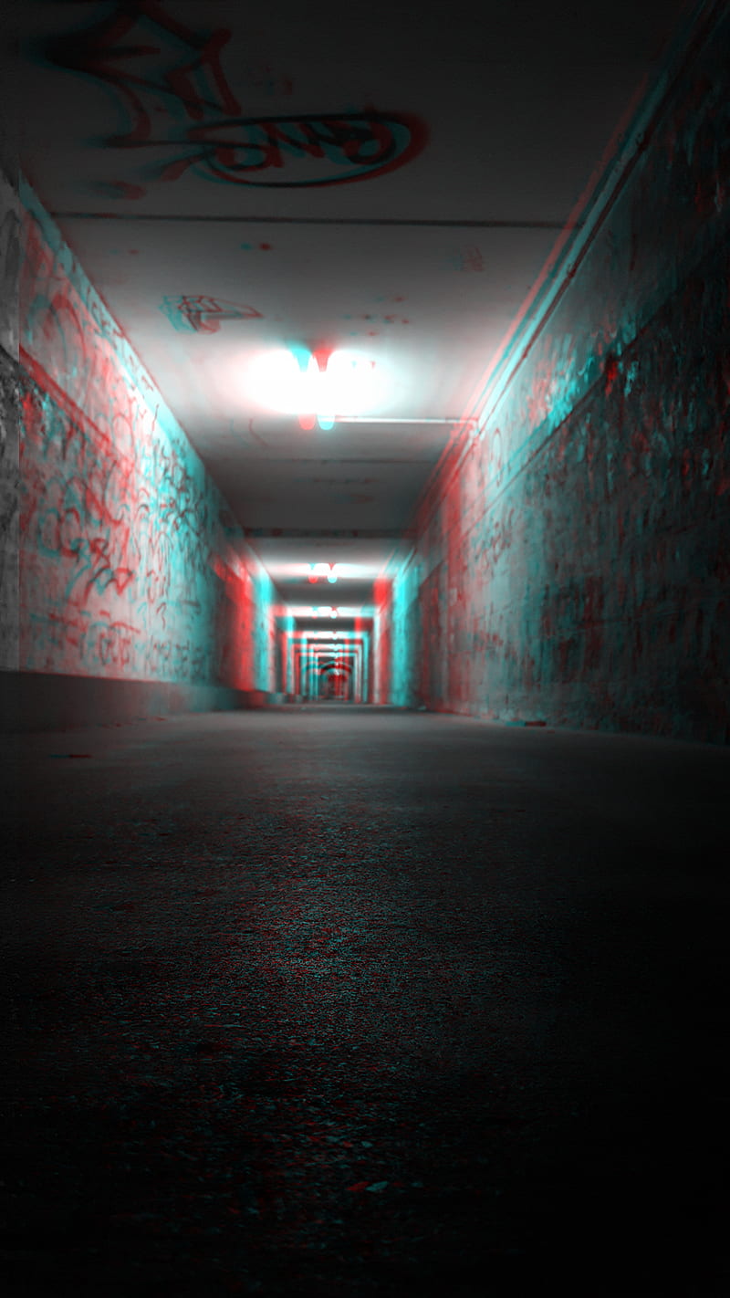 Glitch Tunnel, haunted, underground, graffiti, skater, town, HD phone wallpaper
