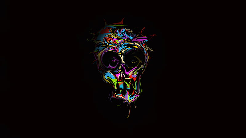 Colorful Skull Art, HD wallpaper