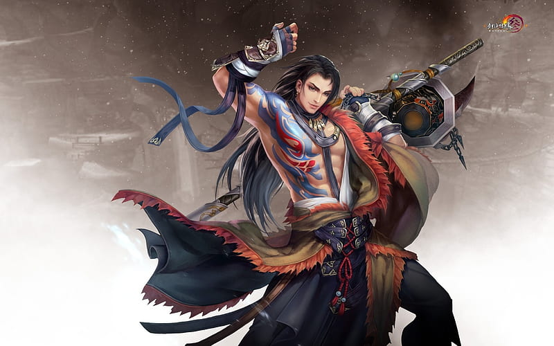 Warrior, fantasy, game, gian vang, man, HD wallpaper