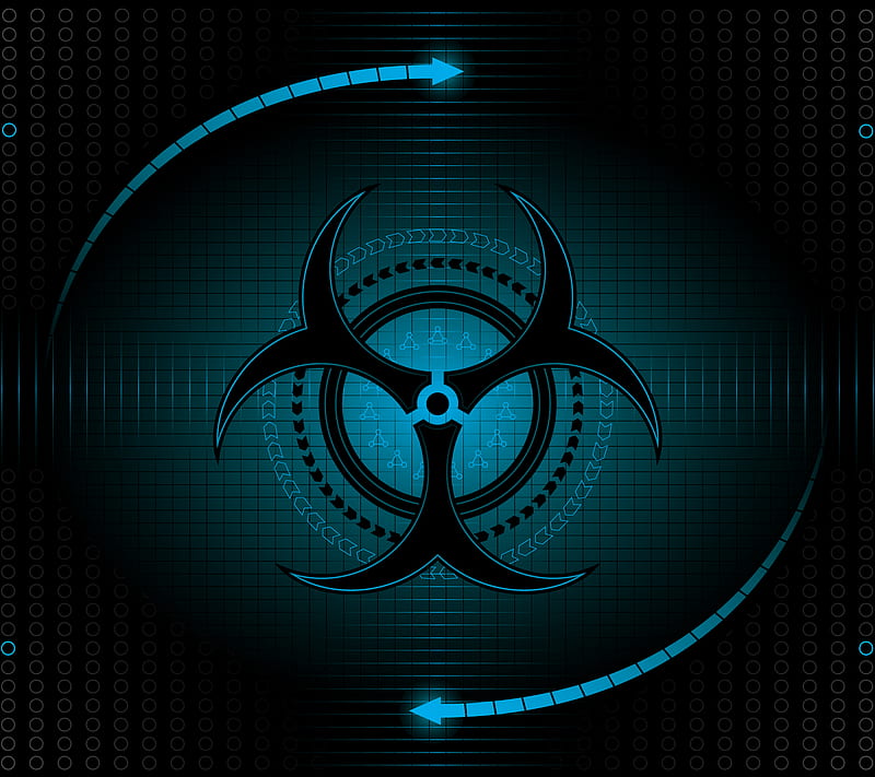 blue radioactive symbol