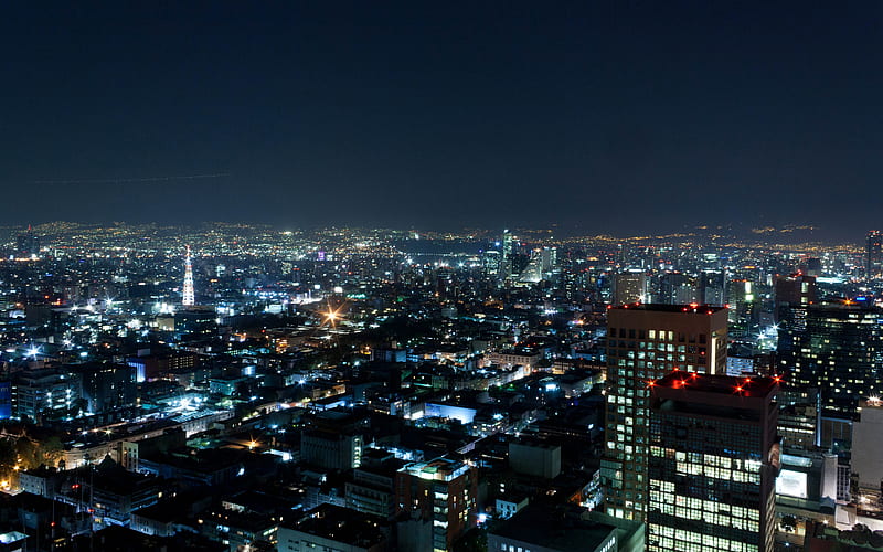 Mexico City nightscapes, North America, City of Mexico, Mexico, mexican cities, HD wallpaper