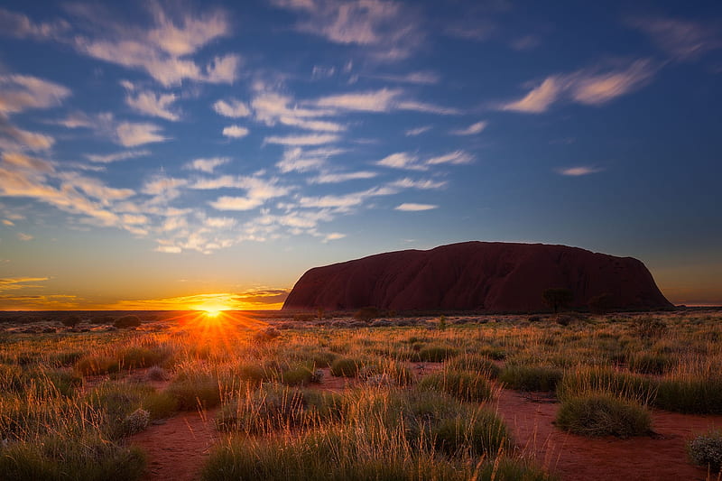 Uluru Sunset, outback, sunset, rock, uluru, HD wallpaper