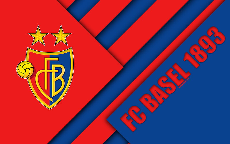 FC Basel, 1893 Swiss Football Club, red blue abstraction, material design, logo, Swiss Super League, Basel, Switzerland, football, HD wallpaper