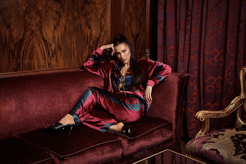 Bella Hadid Versace 2019, bella-hadid, celebrities, girls, model, HD wallpaper