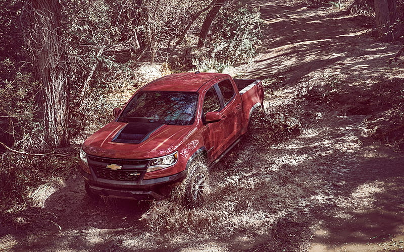 Chevrolet Colorado ZR2, 2017, SUVs, offroad, mud, red chevrolet, HD wallpaper