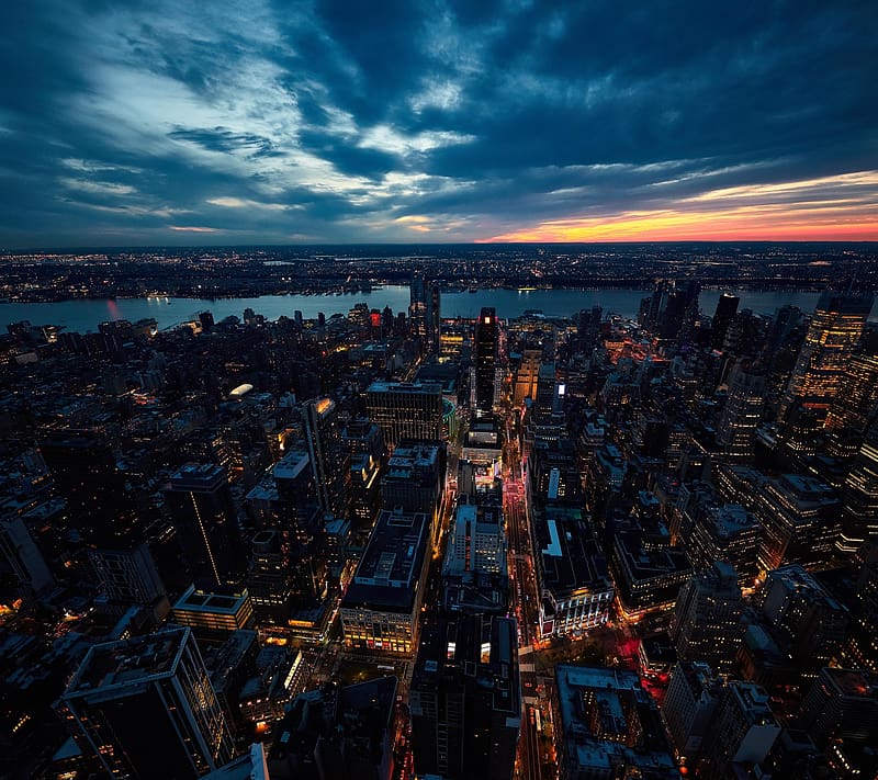 Cities, Sunset, Night, Usa, City, Skyscraper, Building, Horizon, Cityscape, Cloud, New York, HD wallpaper