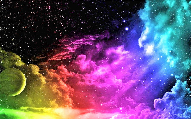 Rainbow Clouds, colorful, fantasy, colors, rainbow, clouds, sky, HD wallpaper