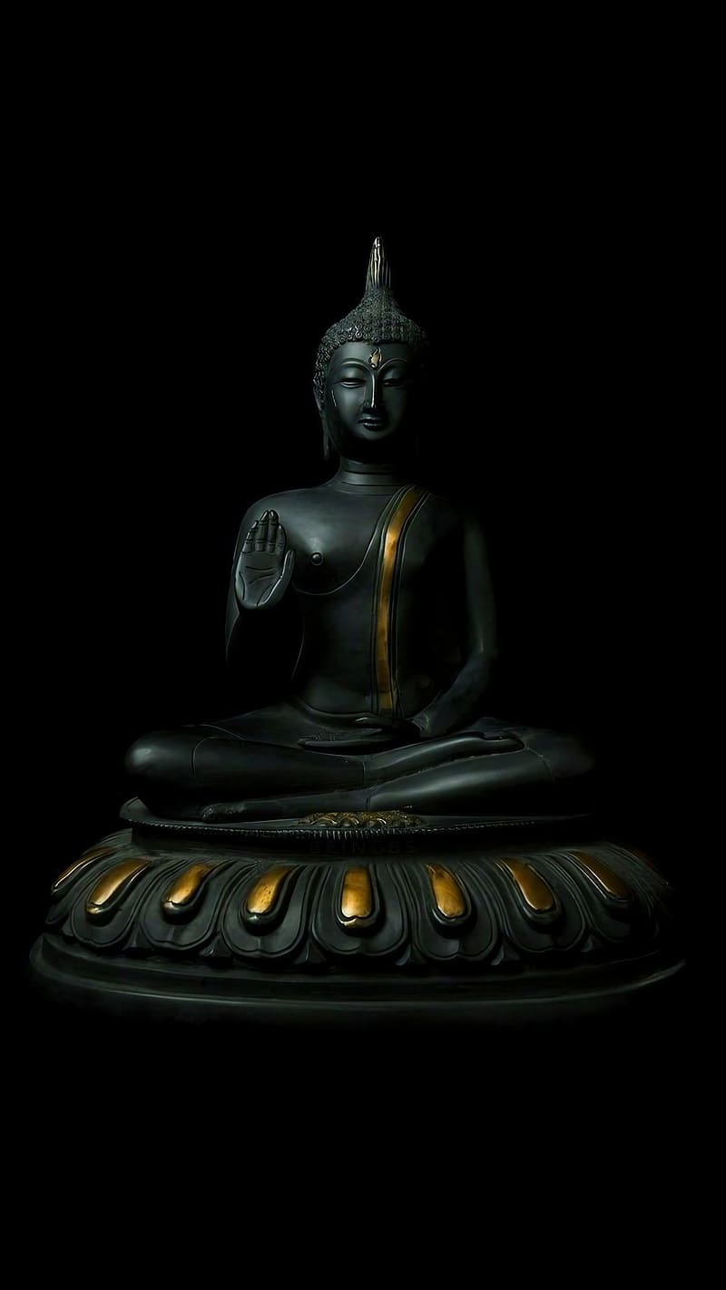 HD wallpaper buddh bhagwan ke black statue lord buddha black background