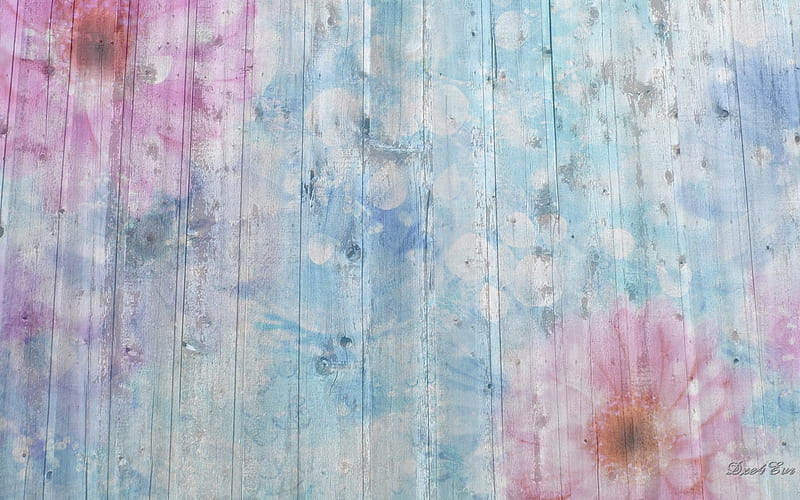 Flowers on the Wall, board, , flowers, pastel, collage, blue, HD wallpaper
