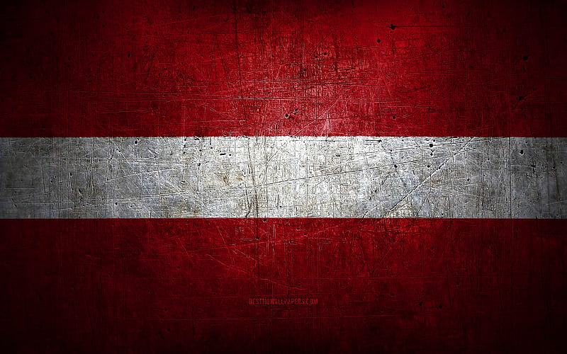 Latvian metal flag, grunge art, European countries, Day of Latvia, national symbols, Latvia flag, metal flags, Flag of Latvia, Europe, Latvian flag, Latvia, HD wallpaper