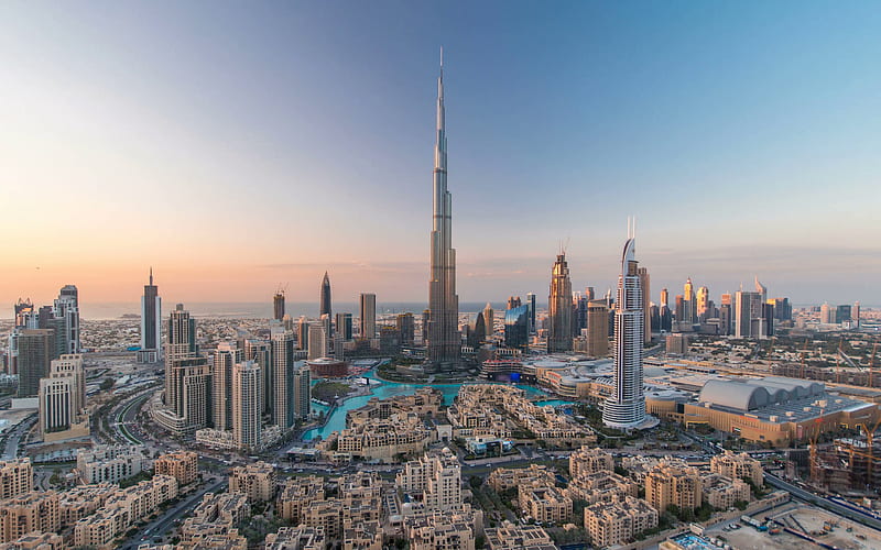 Dubai, Burj Khalifa skyscrapers, modern buildings, UAE, downtown, HD wallpaper