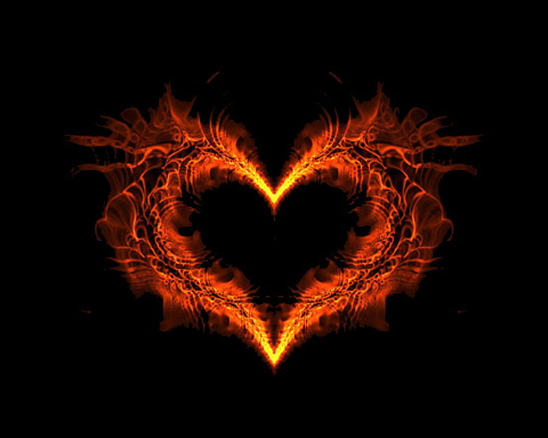 Burning for my valentine, fire, valentine, burning, heart, HD wallpaper