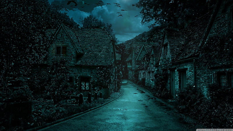 the dark village, dark village, dark, dark street, village, street, HD wallpaper