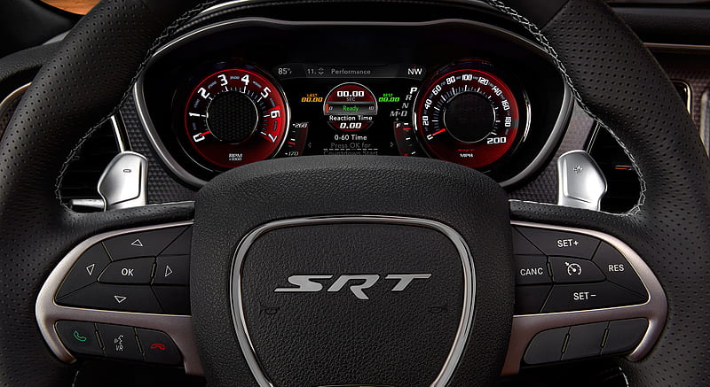 2015 Dodge Challenger SRT Supercharged HEMI Hellcat - Interior Steering Wheel , car, HD wallpaper