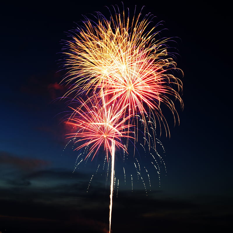 fireworks, sparks, holiday, sky, dark, HD phone wallpaper