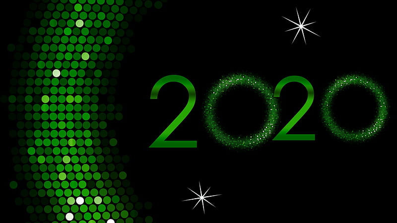 Happy New Year!, 2020, card, christmas, green, craciun, black, new year, HD wallpaper