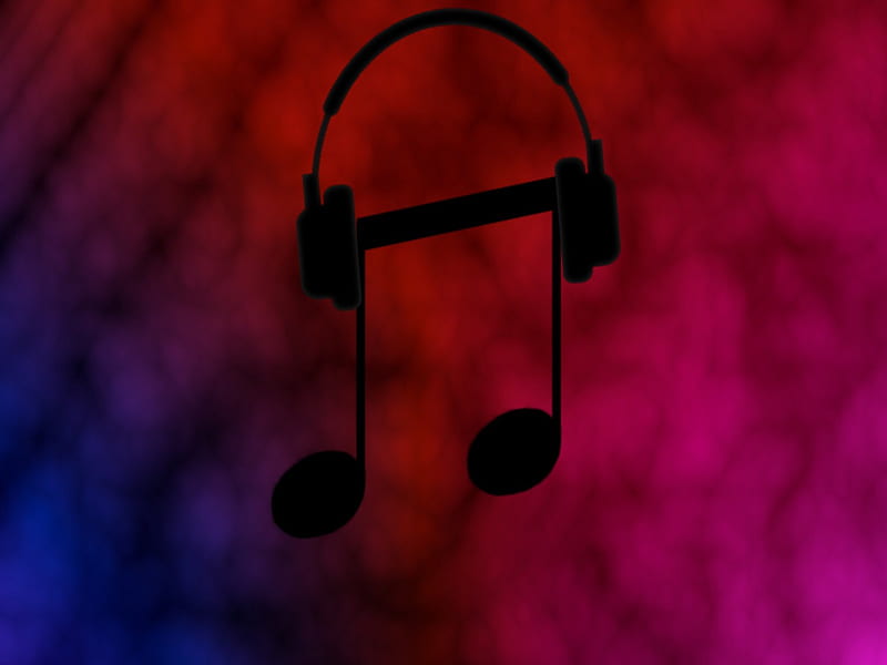 Note Headphones, Music, Headphones, Stencil, Black, Notes, Abstract, Colour, HD wallpaper
